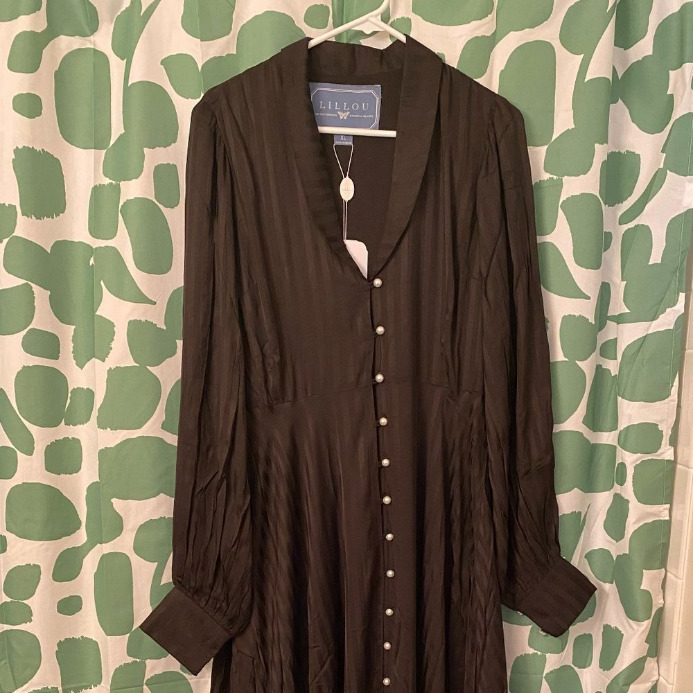Lillou The Manhattan Black Striped Dress XL Extra Large